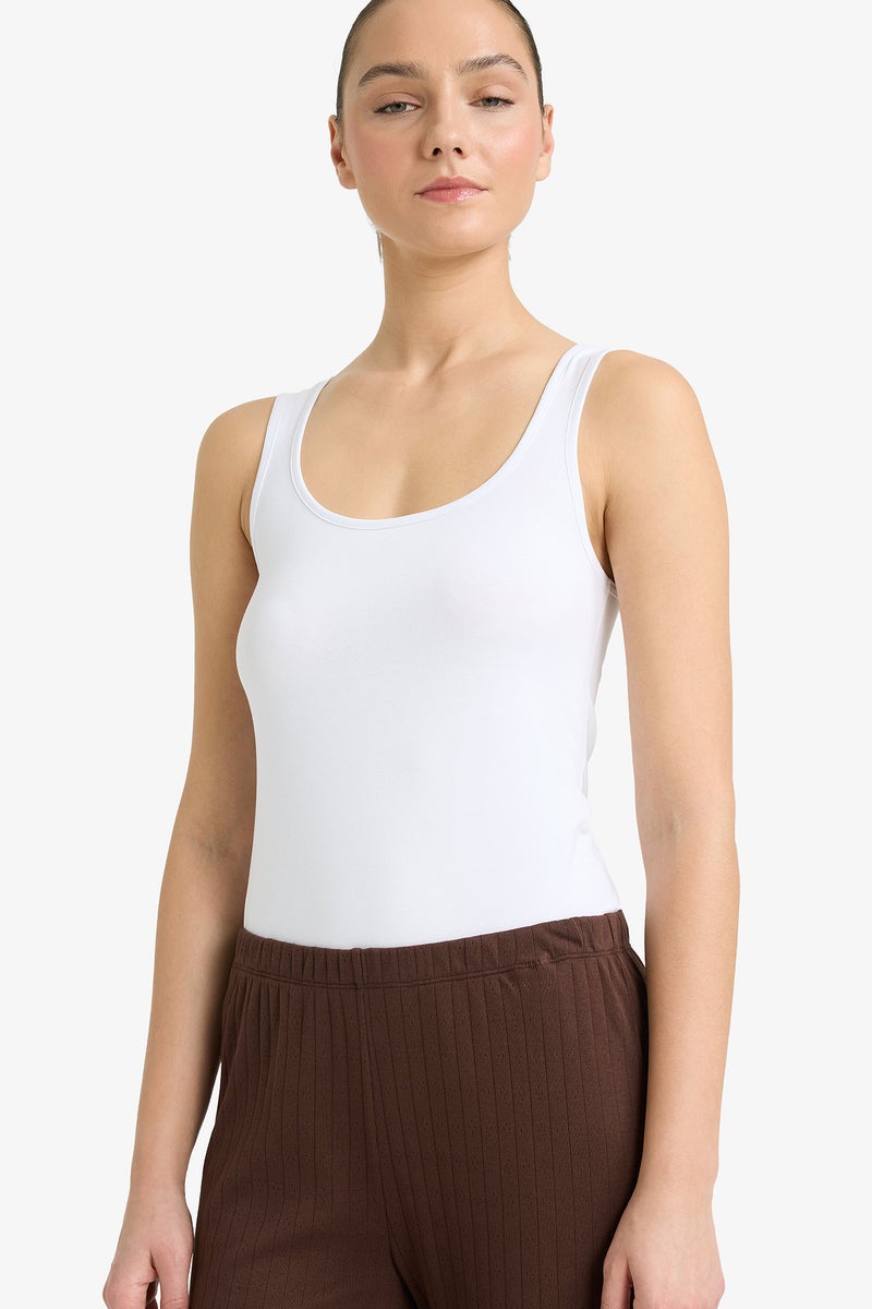 DeFacto White Woman Regular Fit Cotton Tank Top Casual - Image 1